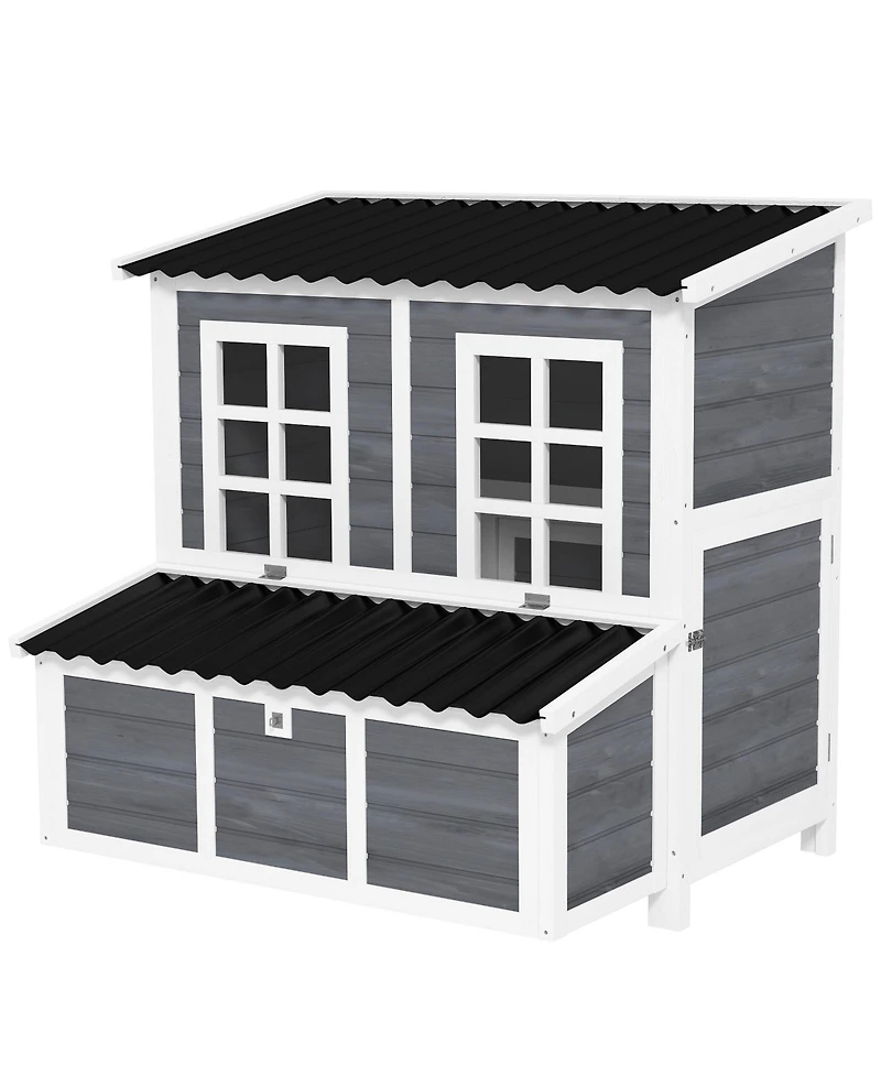 PawHut 39" Wooden Chicken Coop with Nesting Box, Tray, for 4-6 Chickens