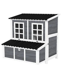 PawHut 39" Wooden Chicken Coop with Nesting Box, Tray, for 4-6 Chickens