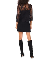 Vince Camuto Women's Floral-Lace Scalloped-Hem 3/4-Sleeve Top