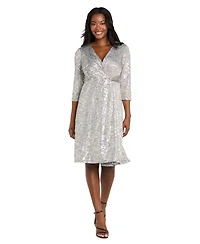 R & M Richards Petite Surplice Hankie Midi Dress