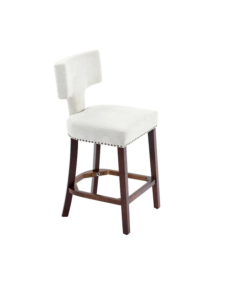 sumyeg Set of 2 Mid-Century Counter Stools with Curved Back and Upholstered Seat