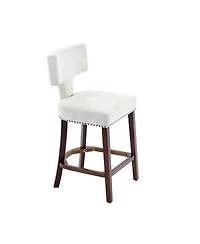sumyeg Set of 2 Mid-Century Counter Stools with Curved Back and Upholstered Seat