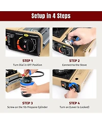 Aofar Dual Fuel Camping Stove with Butane&Propane Compatibility, Portable Stove for Outdoor, 7800 BTUs Output, Khaki