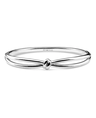 Devata Love Knot Bangle Bracelet in Rhodium Plated Sterling , Size