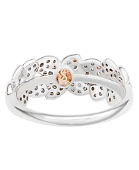 Suzy Levian Sterling Silver Cubic Zirconia Pave Brown Crossover Ring