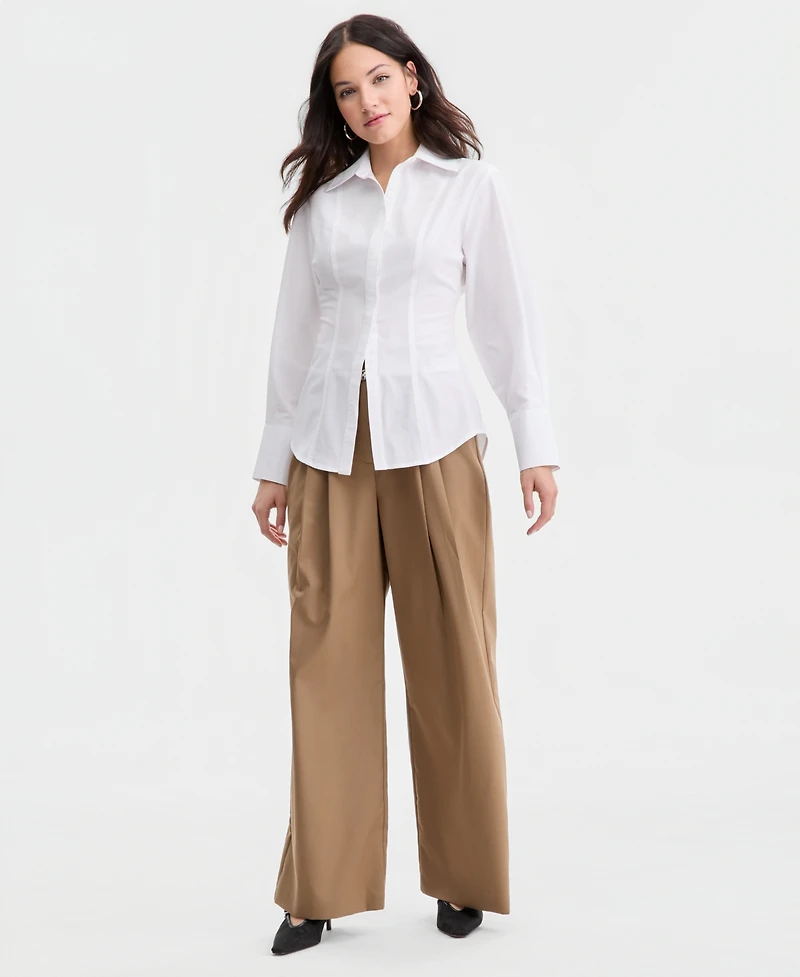 Bar Iii Women's Sculpted Button-Up Shirt, Macy's Exclusive
