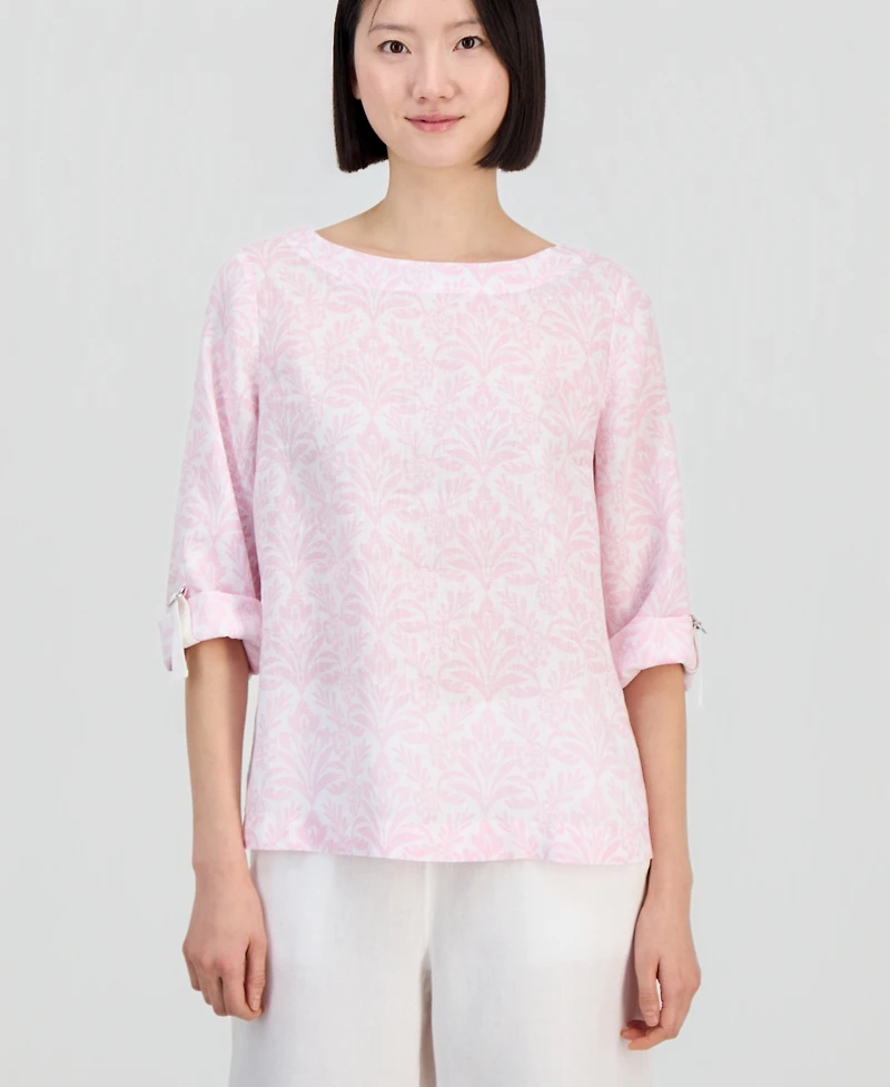 Charter Club Petite D-Ring Roll-Tab Pull-On Top, Macy's Exclusive