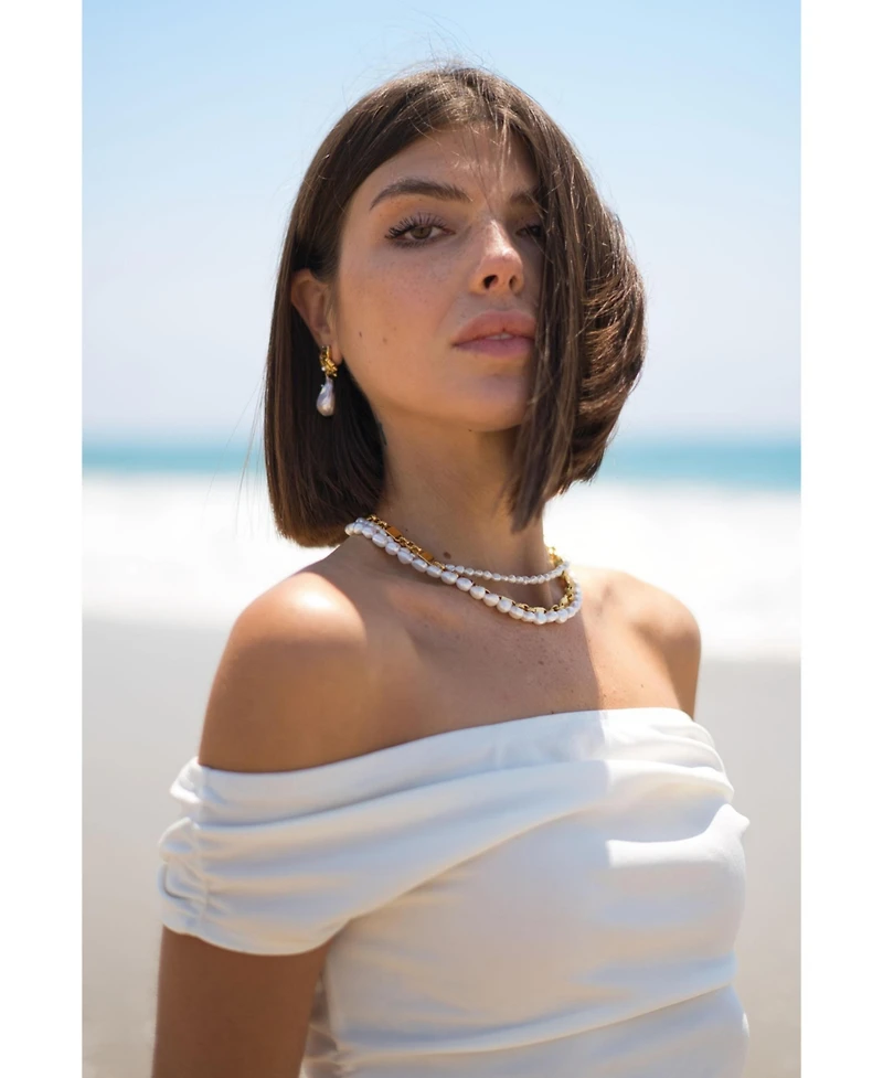 Classicharms Leah Seashell Freshwater Baroque Pearl Drop Earrings