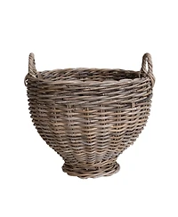 Storied Home Round Woven Rattan Footed Basket Storage