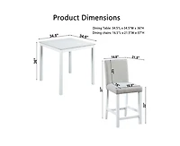 sumyeg 5-Piece Counter Height Dining Set with Crystal Accent Square Wood Table and 4 Upholstered Chairs