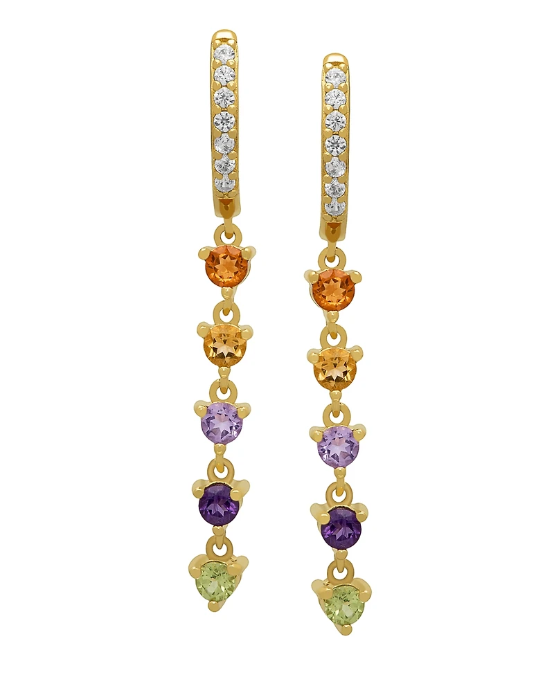 Macy's Multi-Stones Linear Dangle Earrings (1-1/4 ct. t.w.) in 14k Gold Over Sterling Silver