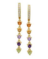 Macy's Multi-Stones Linear Dangle Earrings (1-1/4 ct. t.w.) in 14k Gold Over Sterling Silver