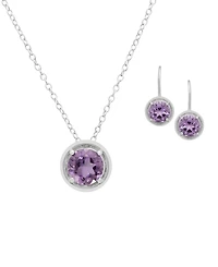 Macy's 2-Pc. Amethyst Pendant Necklace & Earrings Set (3.90 ct. t.w.) in Sterling Silver