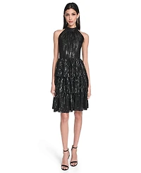 Eliza J Women's Petite Mock Neck Halter Tiered Dress