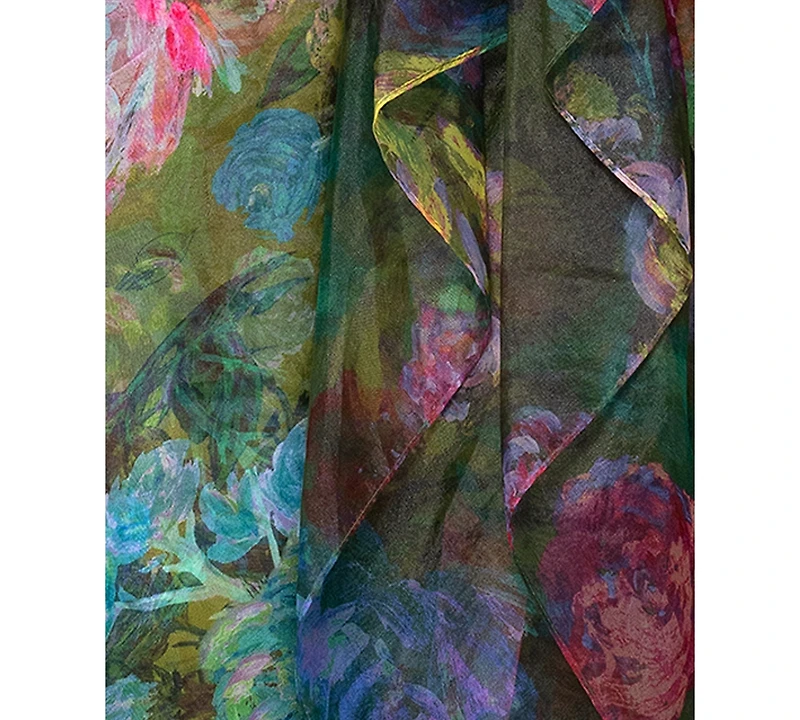 Xscape Women's Printed One-Shoulder Long Dress