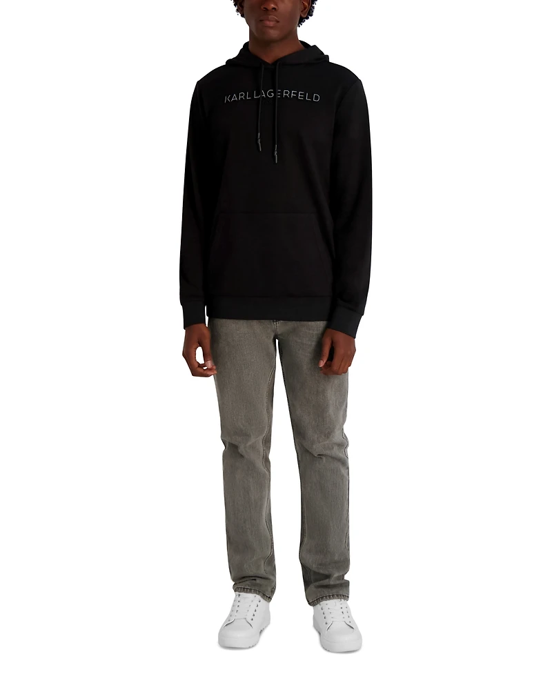 Karl Lagerfeld Paris Men's French Terry Embossed Logo Hoodie