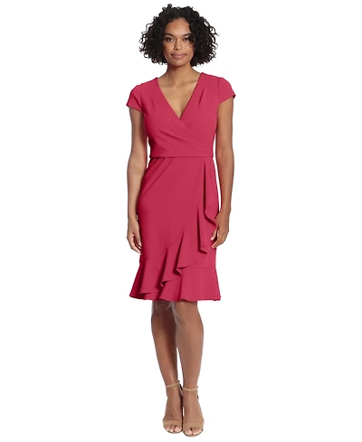 London Times Petite V-Neck Jersey Fit & Flare Dress