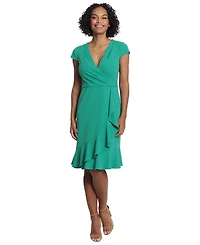 London Times Petite V-Neck Jersey Fit & Flare Dress