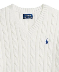 Polo Ralph Lauren Girls' 7-16 Cable-Knit V-Neck Sweater