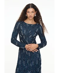 Maryisa Women's Modest Embellished Sequin Beaded Dress Maxi With Detailed Work