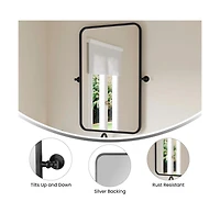 Emma+Oliver Mason Pivot Wall Mirror with Slim Frame and Silver Backed Glass for Clarity Bathrooms