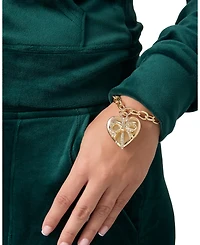 Juicy Couture Heart Bow Drop Bracelet, Gold Tone Pave