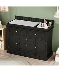 Homsee 1pcs Chest of Drawers, Dresser with 3 Drawers, 4 Shelves and 2 Doors Changing Table
