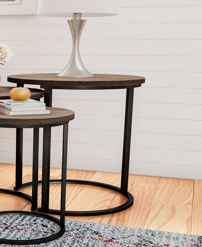 Lavish Home Round Modern 3-Pc. Wood Nesting Table Set