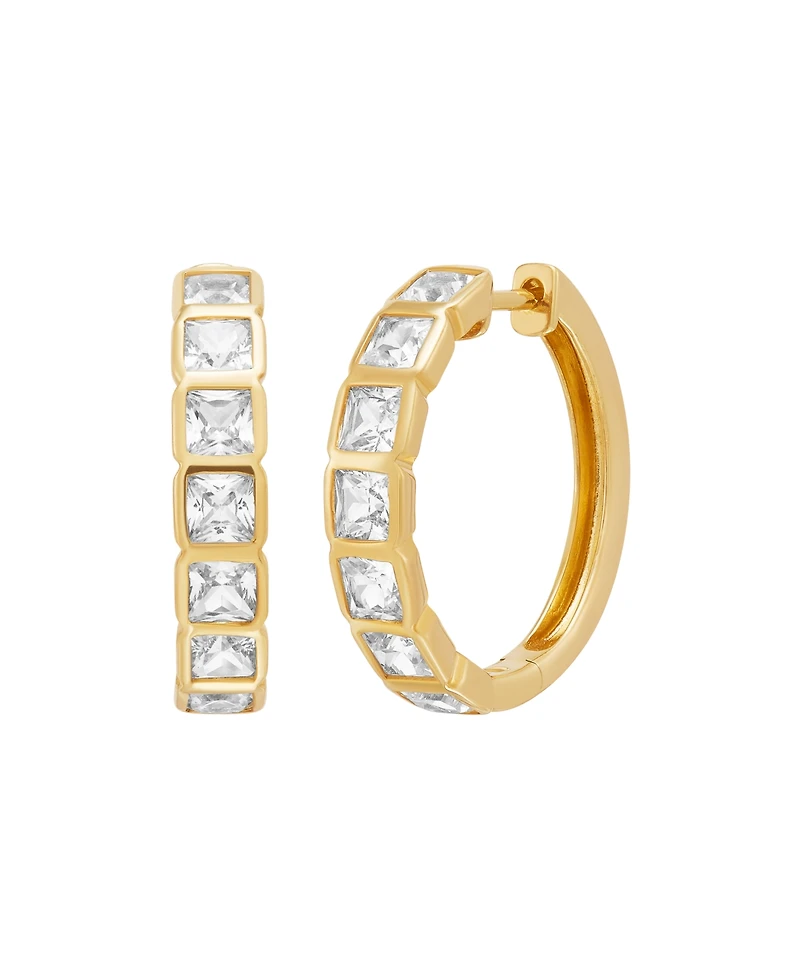 Macy's White Sapphire Hoop Earrings (2-1/2 ct. t.w.) in 14k Yellow Gold-Plated Sterling Silver