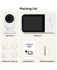 Sugift Video Baby Monitor with 3.5" Lcd Screen, 2.4GHz Fhss Transmission, Night Vision, Temperature Sensor, Two-Way Talk, Vox Mode