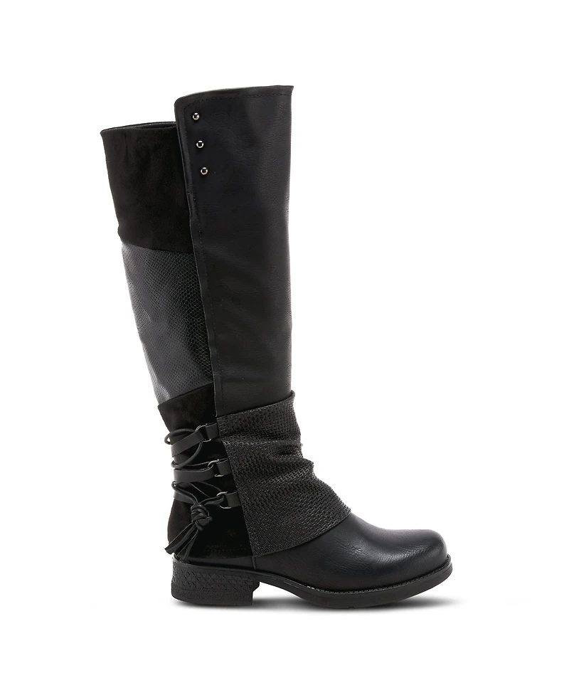 Patrizia Women's Maxie Back Lace Detail Faux Fur Lined Tall Boot