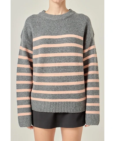 English Factory Women's Likimio Striped Crew Neck Sweater