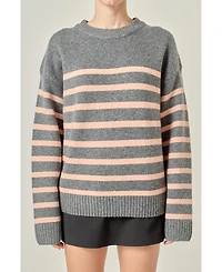 English Factory Women's Likimio Striped Crew Neck Sweater