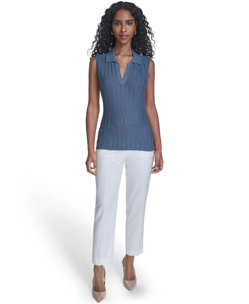 Calvin Klein Women's Sleeveless Collared Sweater
