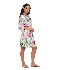 Linea Donatella Women's Tulip Garden Print Knit Wrapper