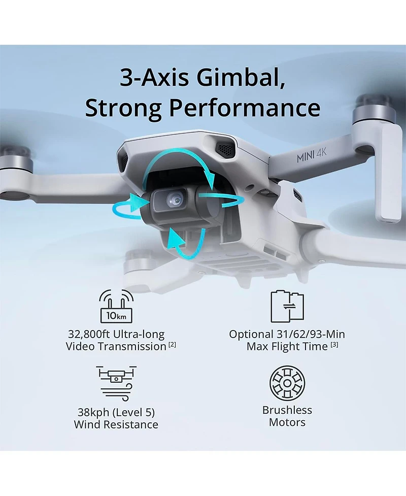 Dji Mini 4K Drone Fly More Combo + 64GB Micro Memory Card + Landing Pad