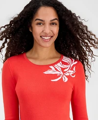 T Tahari Women's Jacquard Florals Fit & Flare Sweaterdress