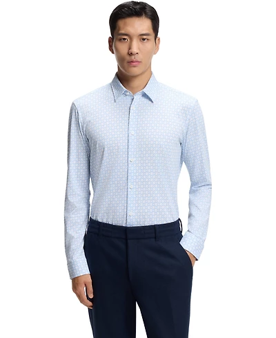 Boss by Hugo Boss Men's Printed Cotton Blend Slim-Fit Dress Shirt