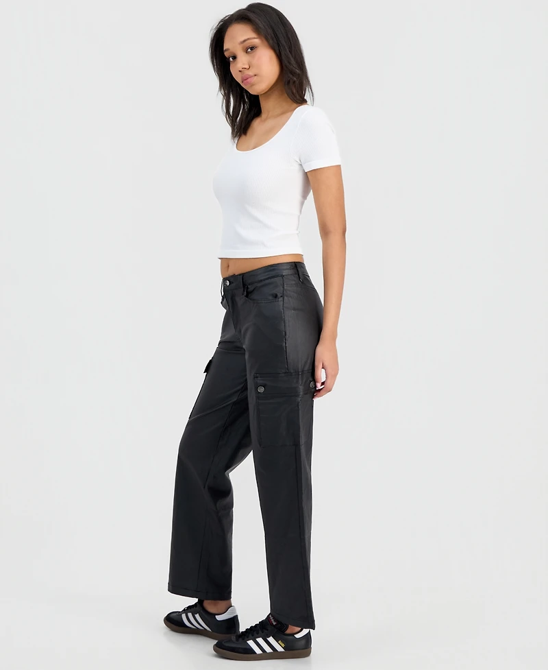 Madden Girl Juniors' Coated 90s Cargo Pants