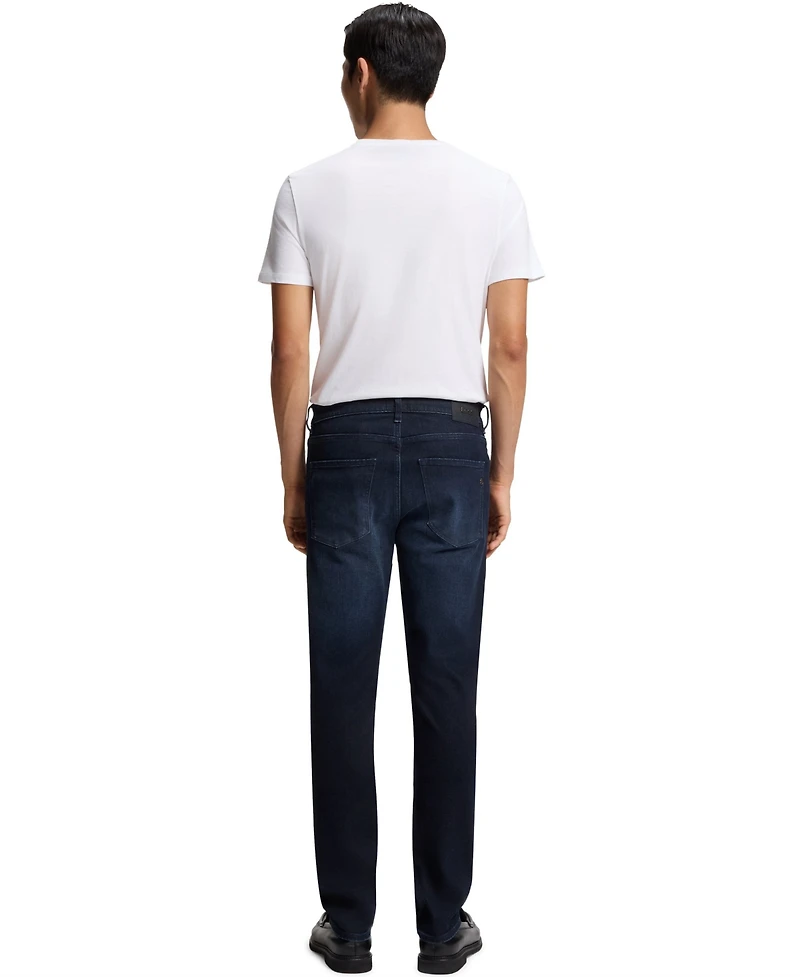 Boss by Hugo Men's Dark-Blue Stretch Denim Delaware Slim-Fit Jeans