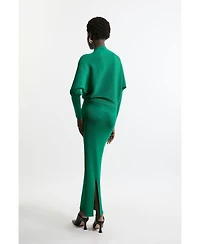 Karen Millen Women's Drape Knit Bat Wing Pencil Midi Dress