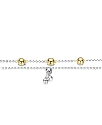 Sterling Silver Two-Tone with 14K Gold Plated Spheres and White Gold Plated Chain Adjustable Bracelet
