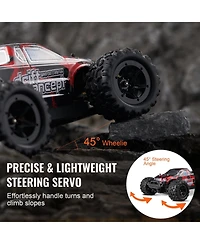 Mecale Rc Car 1:18, 4WD Off-Road Truck 36 km/h with 45° Wheelie & 2 Batteries, High-Speed Racing Toy for Kids 8+, IPX4