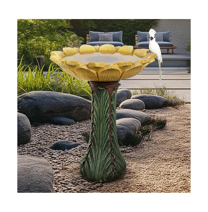 SunJet 24.4” Tall Outdoor Concrete Bird Bath