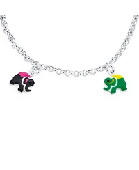 Bling Jewelry Good Luck Zoo Animal Lucky Garden Colorful 5 Multi Elephant Dangling Charm Bracelet Sterling Silver 6 Inch