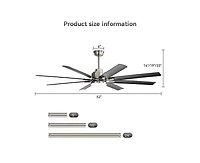 52-inch Modern Exquisite Sand Nickel 8-Blade Ceiling Fans with Adjustable Led Lights and Intelligent Remote Control