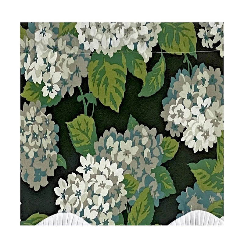 Rlf Home Hydrangea Ruffled Provance valance 3in Rod Pocket Navy, 50in x 17in 