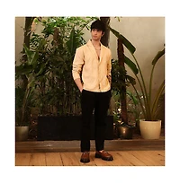 Campus Sutra Men's Buff Beige Wrinkled Korean Oversized Shirt