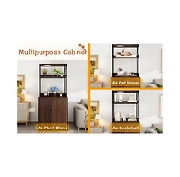 Homsee Storage Cabinet with Shelves, Large Open Storage & Doors Used for Pet