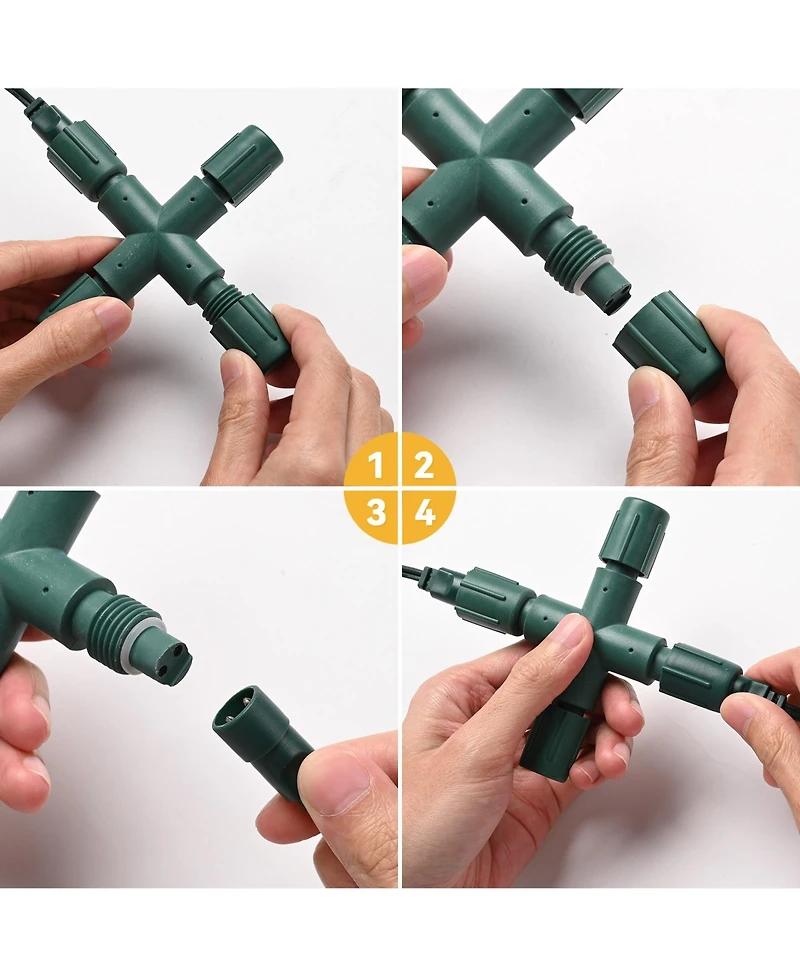 DELight 10Pcs IP65 Waterproof Wire Connectors 4 Way X-Shape for Outdoor Lights